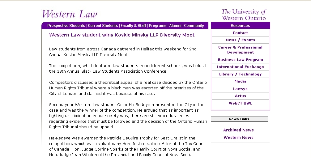 Western Law student wins Koskie Minsky LLP Diversity Moot