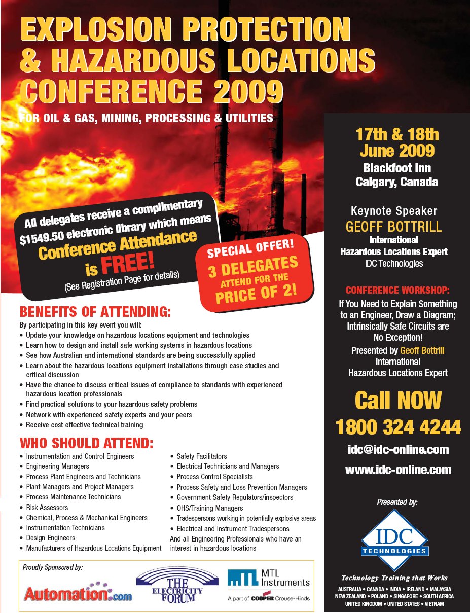 Explosion Protection & Hazardous Locations Conference 2009