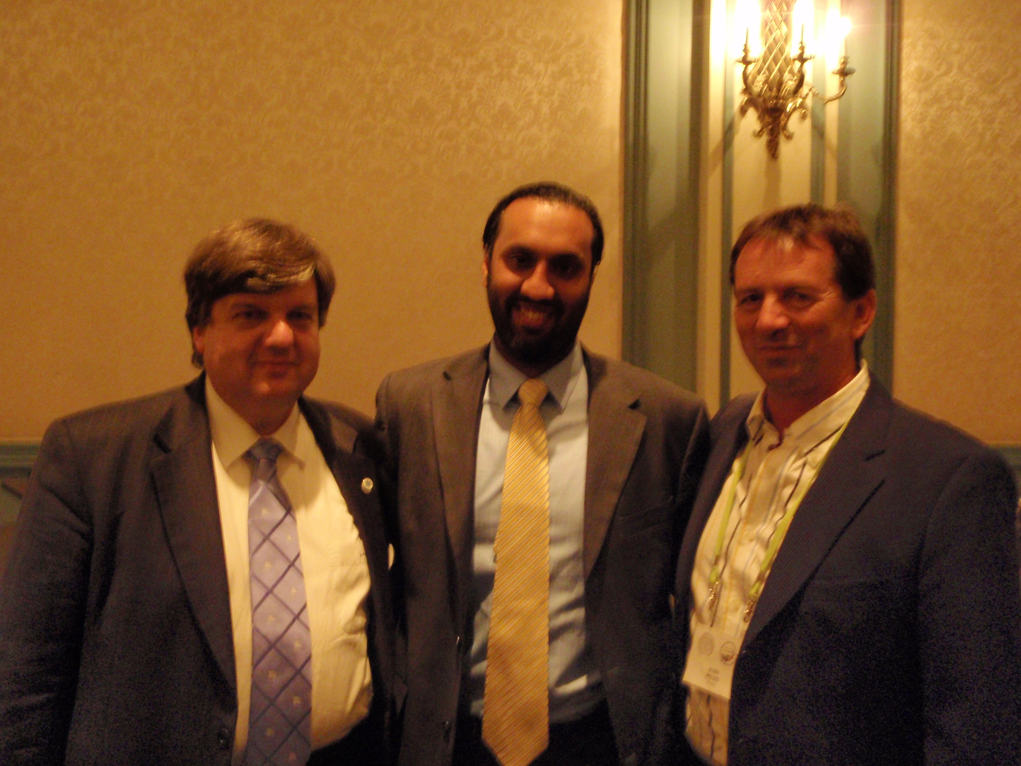 Omar Ha-Redeye with Dr. Pyrros (L), incoming President of WADEM, and Dr. Kobi Peleg (R), director of the Israeli National Center for Trauma and Emergency Medicine Research 