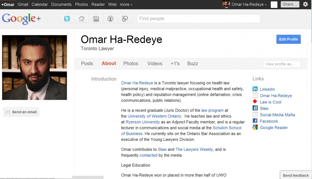Add Omar Ha-Redeye on Google+